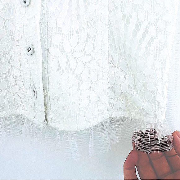 💕Beautiful White Lace Sheer Long Sleeve Top SZ S - Picture 9 of 14